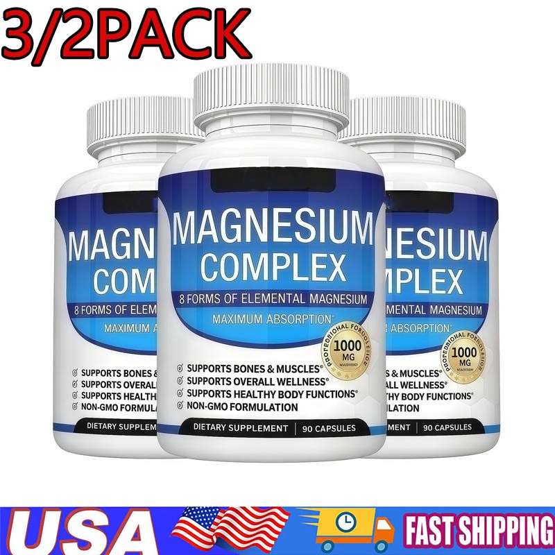 3/2Bottles Nutrition Magnesium Complex 1000mg Supports 8 Elemental Magnesium