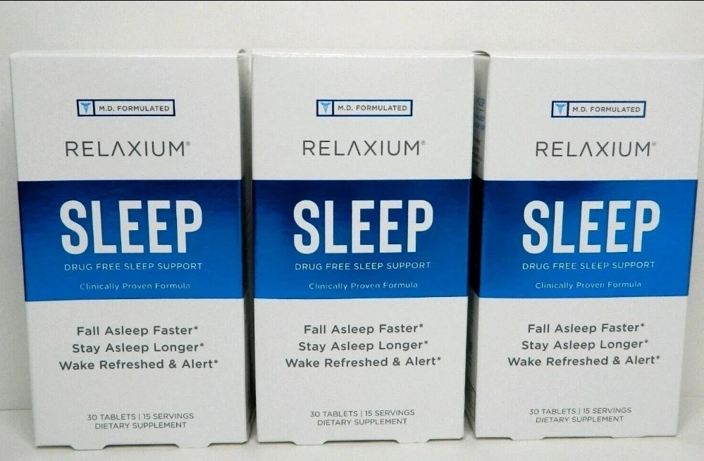 3 Pk Relaxium Sleep Valerest Melatonin Magnesium 30 Tablets Each Exp 09/27