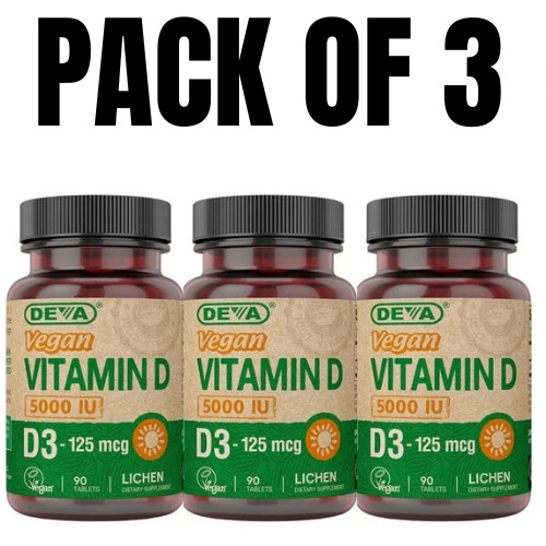 Vegan Vitamin D3 – 5000 IU (125 mcg) – 90 Tablets (Pack of 3)