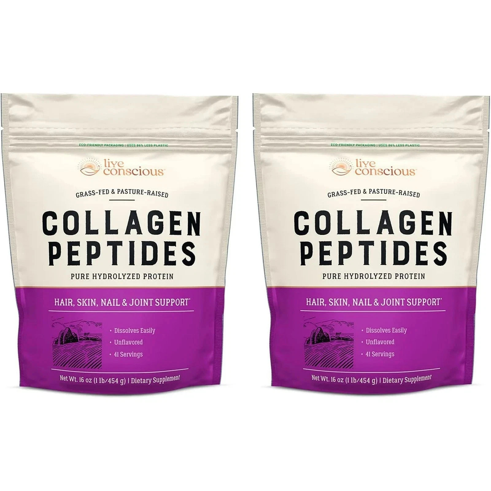 2pack_Live Conscious Collagen Peptides Hydrolyzed Powder-Unflavored_NEW & SEALED