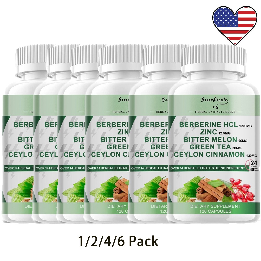 1-6x Berberine HCL Extract 1200mg, Healthy Cholesterol, Anti-inflammatory 120ct