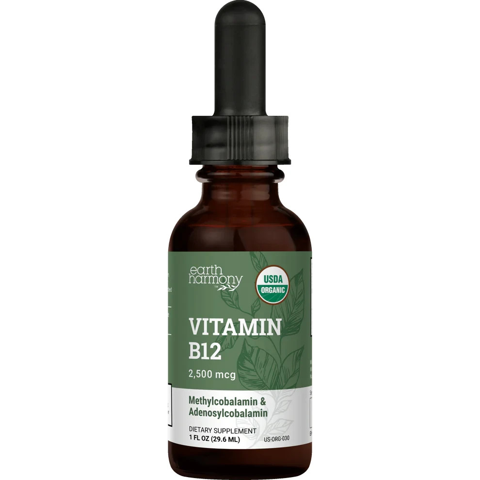 Organic Vegan Vitamin B12 Sublingual Liquid Supplement – 2500mcg