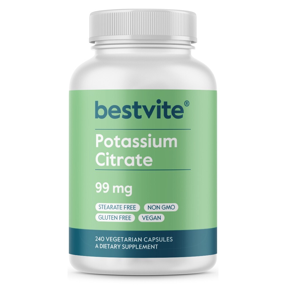 BESTVITE Potassium Citrate 99mg (240 Vegetarian Capsules) – Vegan