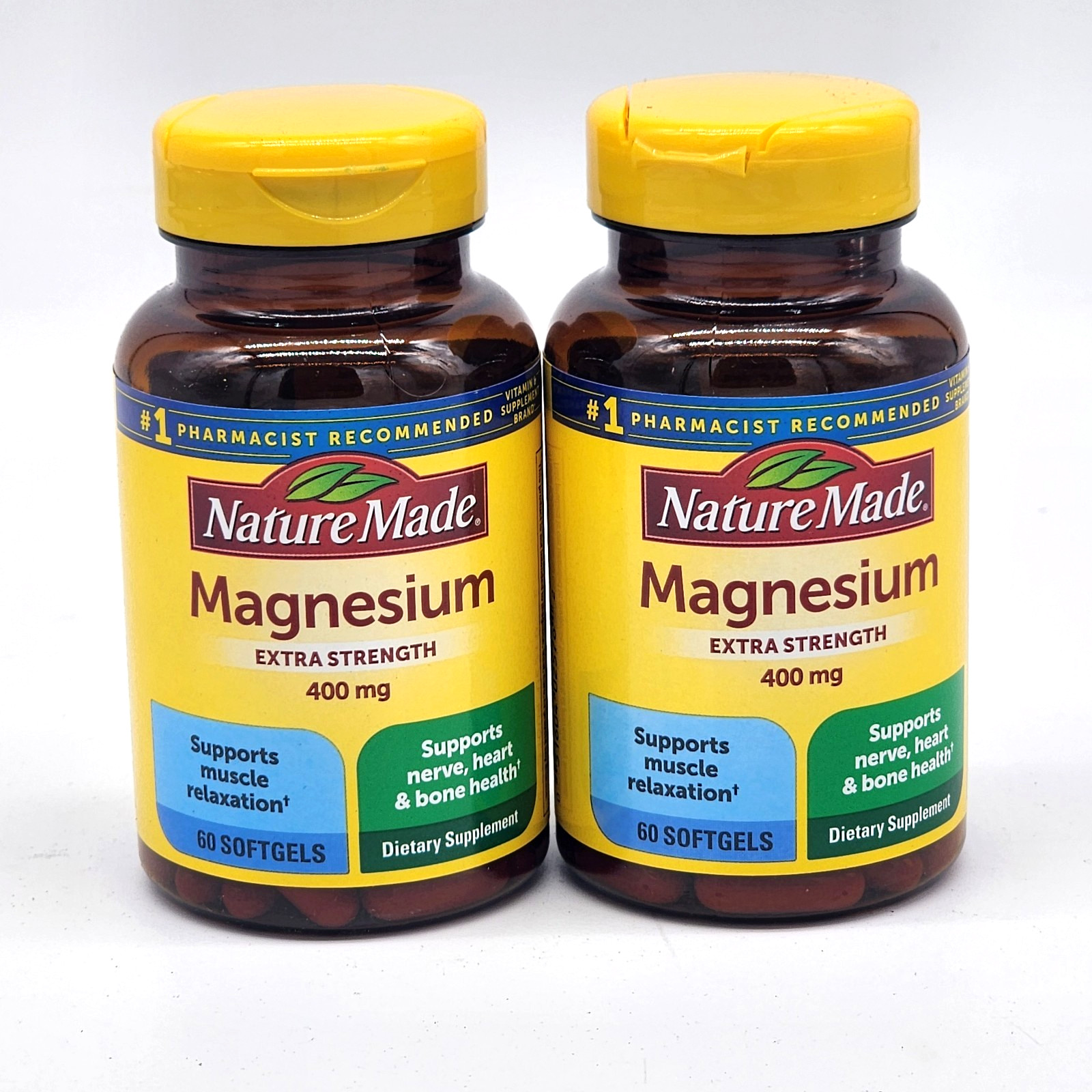 2 Pack Nature Made Magnesium 400mg 60 Softgels Exp 01/2027