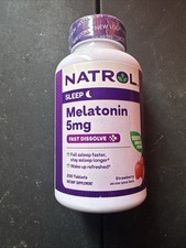 Natrol Melatonin 5mg, Fast Dissolve Tablets, Strawberry, 200 Count, Exp:6/2026