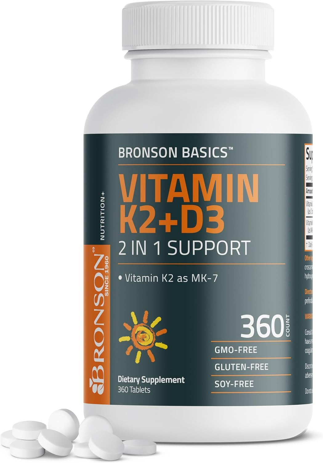Vitamin K2 D3 (MK7) Supplement Non-Gmo Formula Vitamin D3 5000IU (125 Mcg) & 90