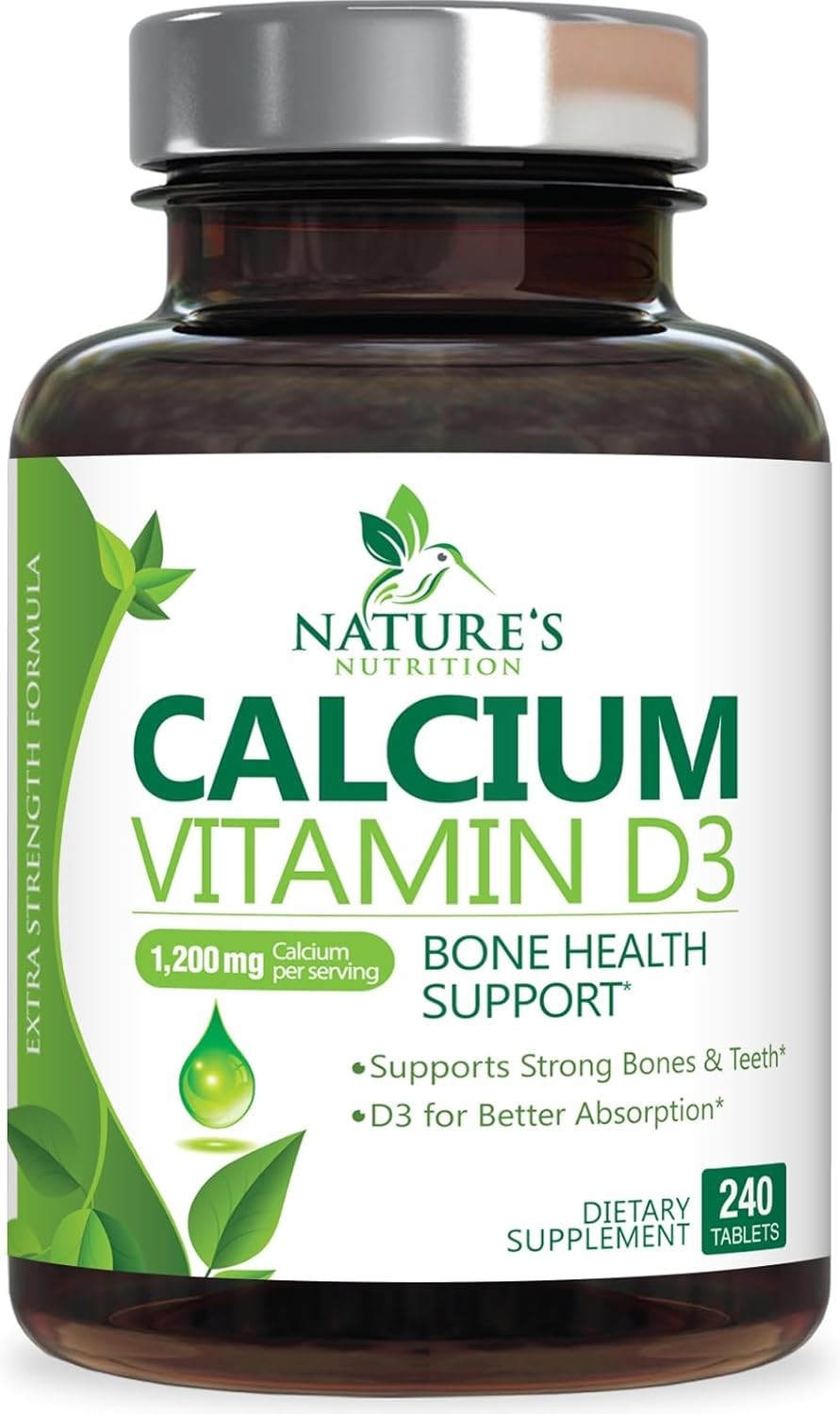 Calcium Supplement with Vitamin D – 1200 mg Calcium Carbonate with 1600 IU of D3