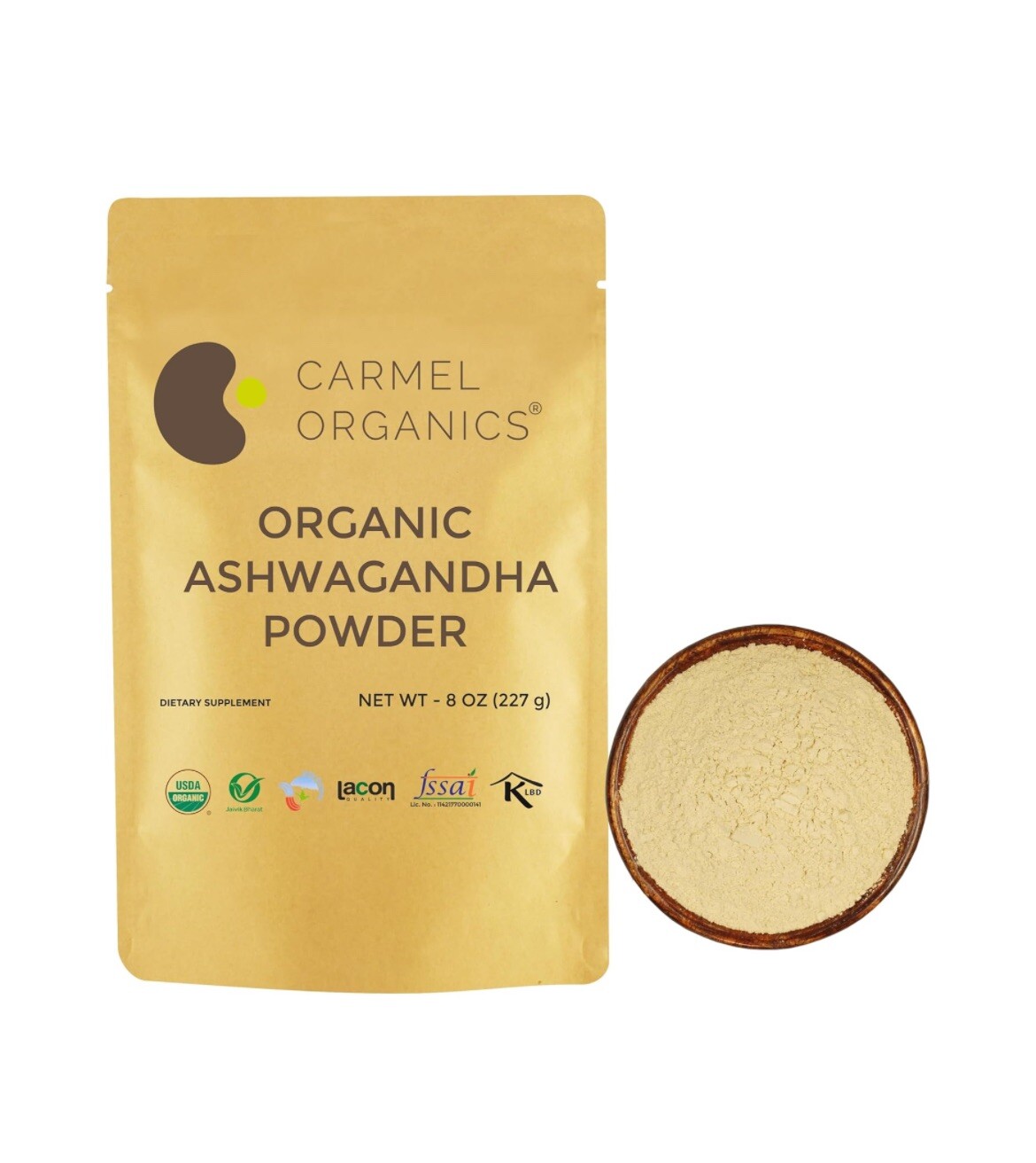 Organic Ashwagandha Root Powder 227g CARMEL ORGANICS Non GMO from India