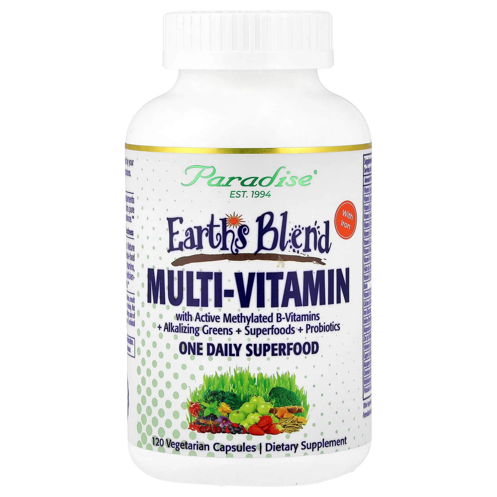 Earth’s Blend, One Daily Superfood Multi-Vitamin with Iron, 120 Vegetarian