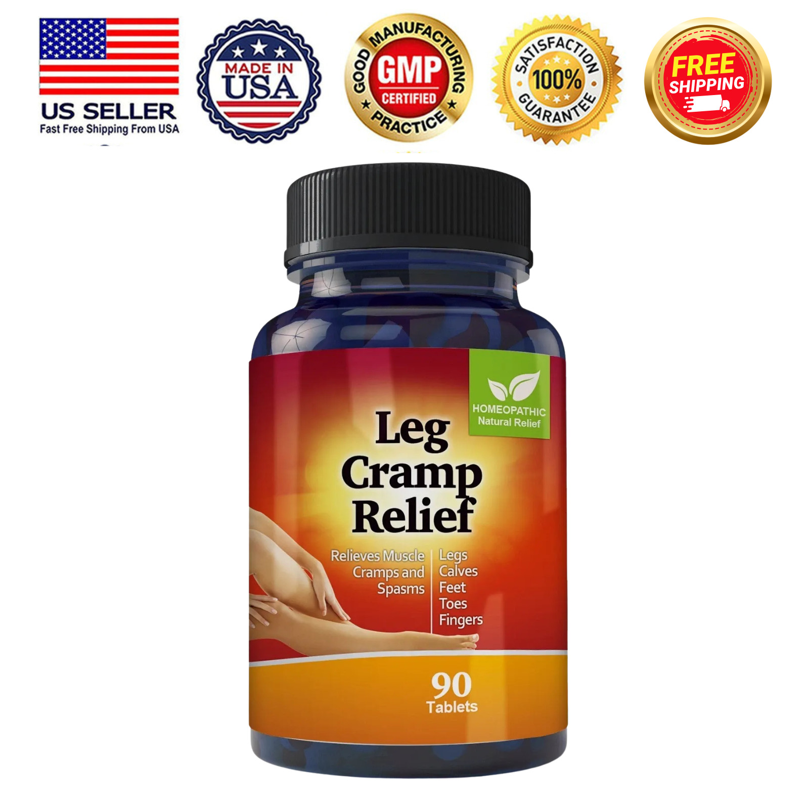 Magnesium Leg Muscle Support Homeopathic Dietary Supplement Wellness 90 Tablets
