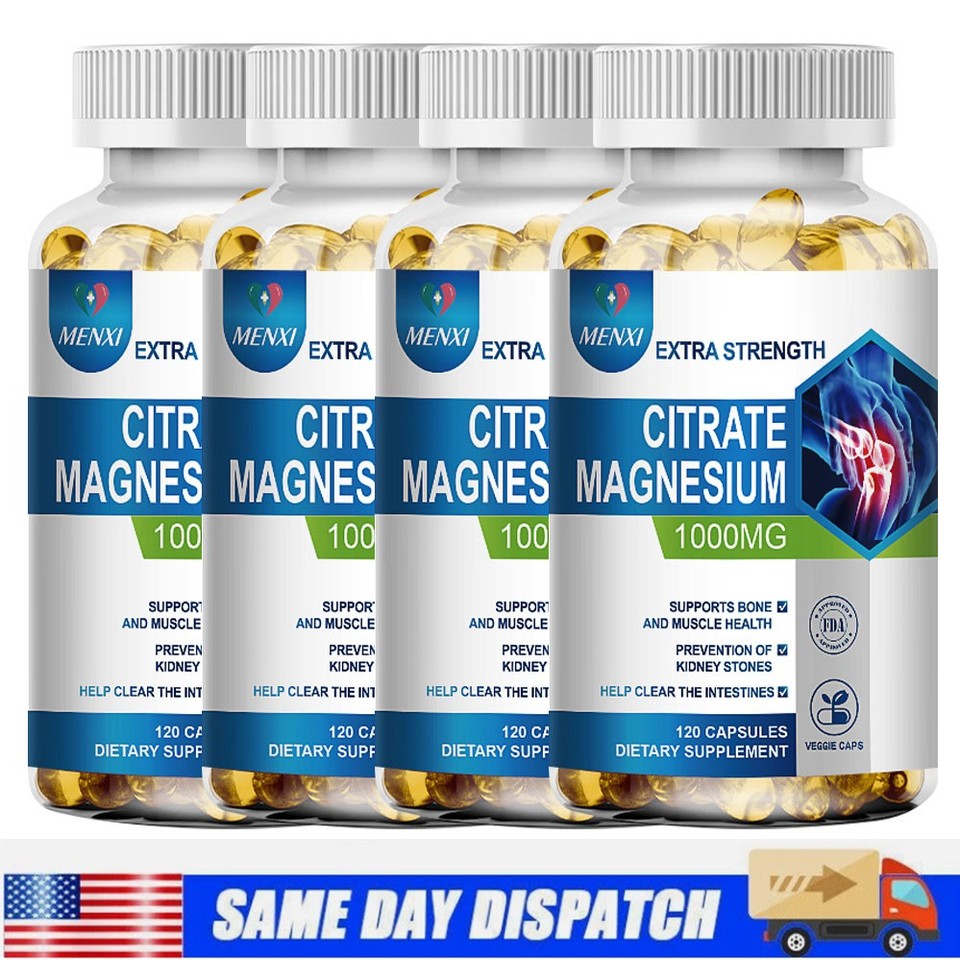 1-4 Packs Magnesium Citrate 1000 mg Capsules for Muscle Relaxation and Recovery