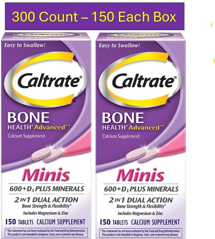 Caltrate Bone Health Advanced Minis 600+ D3 300 Tablets (150 Each) X2 Exp 9/2027