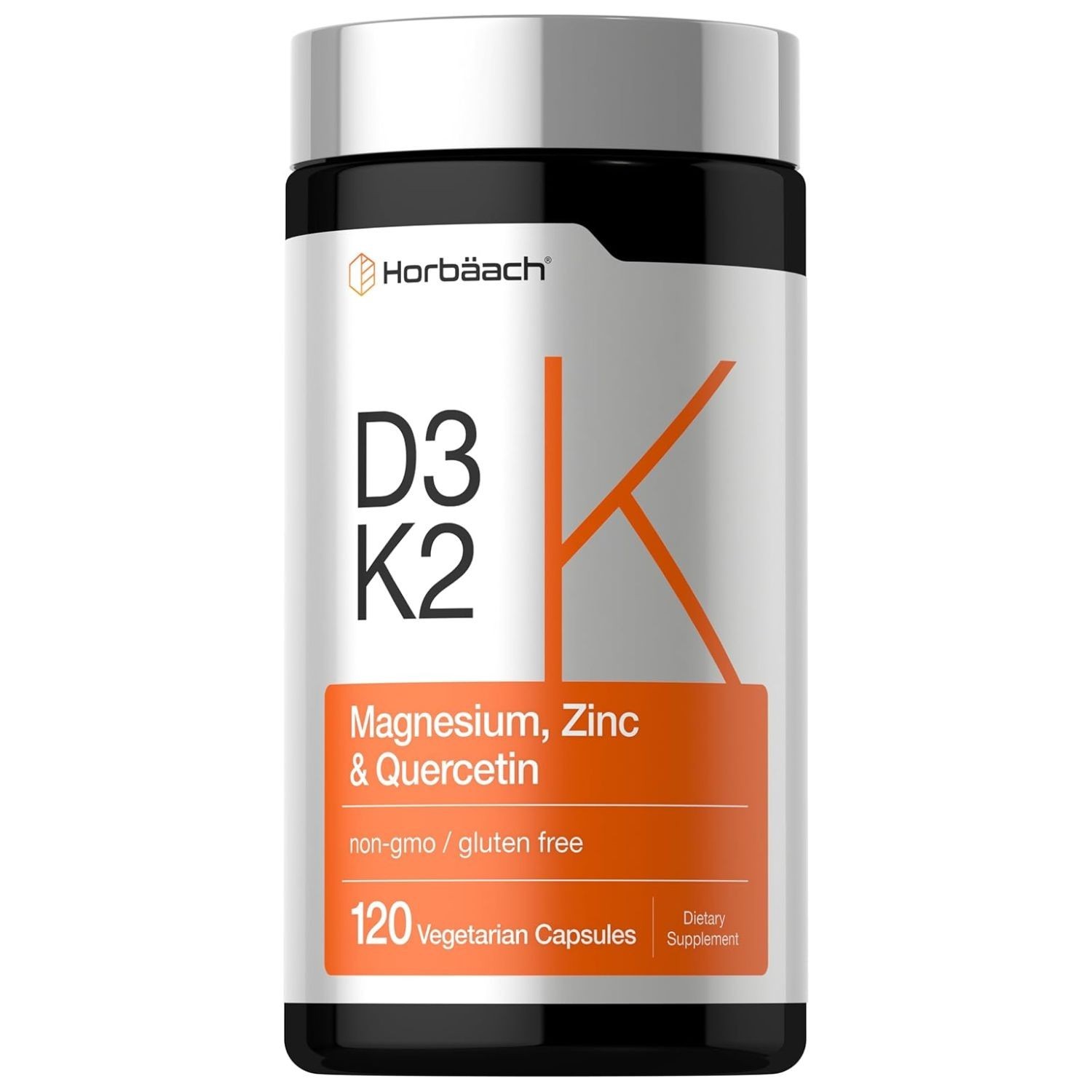 Vitamin D3 K2 | 5000 IU D3 | 120 Capsules | with Magnesium, Zinc, & Quercetin