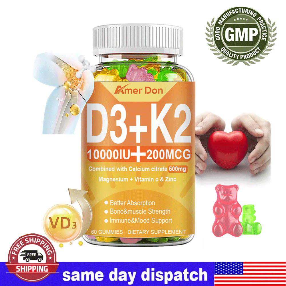 Powerful Vitamin D3 K2 Gummies – Extra Strength D3 K2 Supplements with 10000 IU