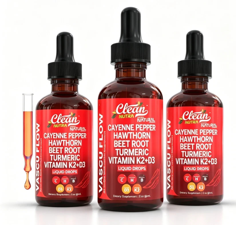 3pack Cayenne Pepper Supplement Liquid Drops + Hawthorn Berry, Vitamin D3 K2