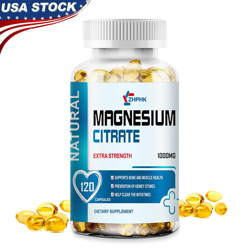 Magnesium Citrate 1000mg Capsules Super Strong Effective Capsules 120 Softgels