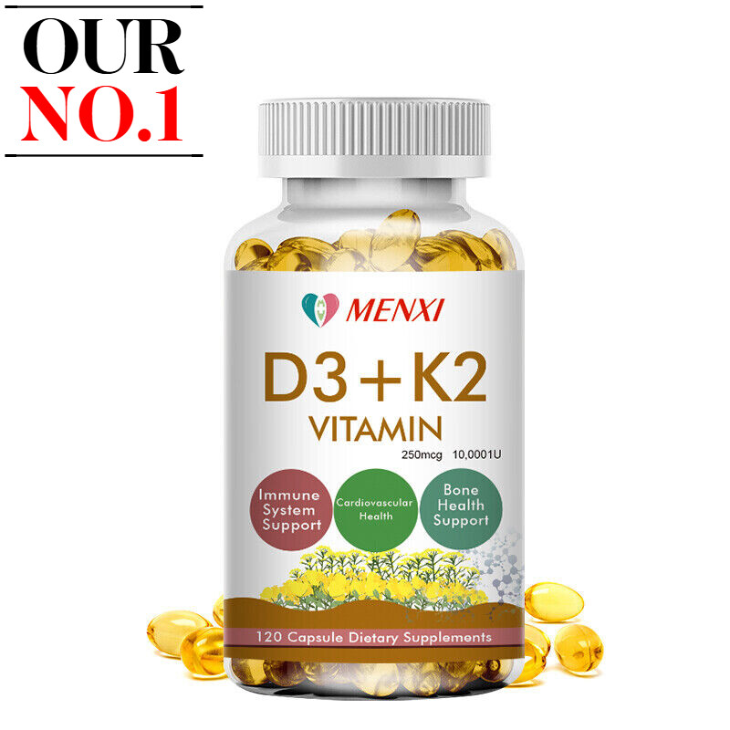 Vitamin D3 10000 IU + K2 MK7 250mcg Immune Support – Strong Bones 120 Capsuels