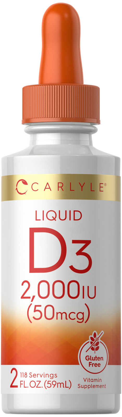 Vitamin D3 2000 IU Liquid | 2 oz | Vegetarian, Non-GMO, Gluten Free | by Carlyle