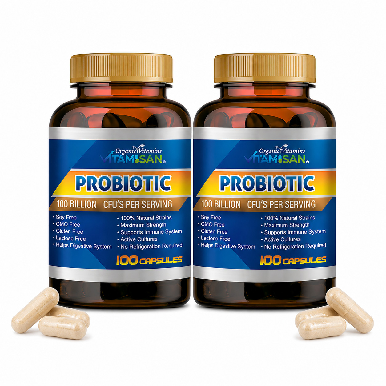 Probiotic 100 Billion CFU 200 Capsules Gut & Immune Support Digestive Health Sup