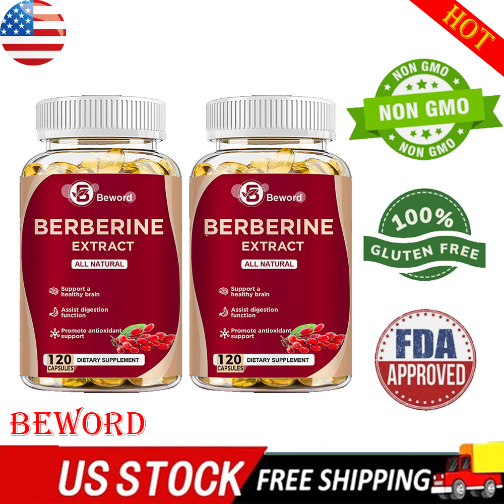 2 Packs Berberine 1200mg High Absorption For Blood Sugar Immune 3 Months Supply