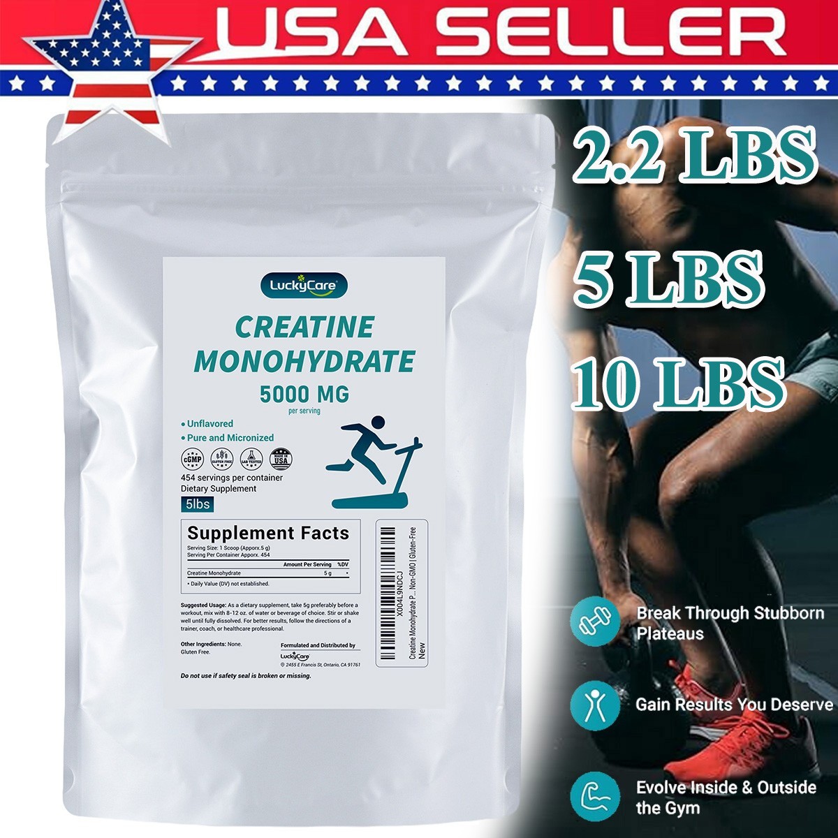 2LB-10LB Creatine Monohydrate Powder Micronized Creatine 5000mg(5g) Per Serving