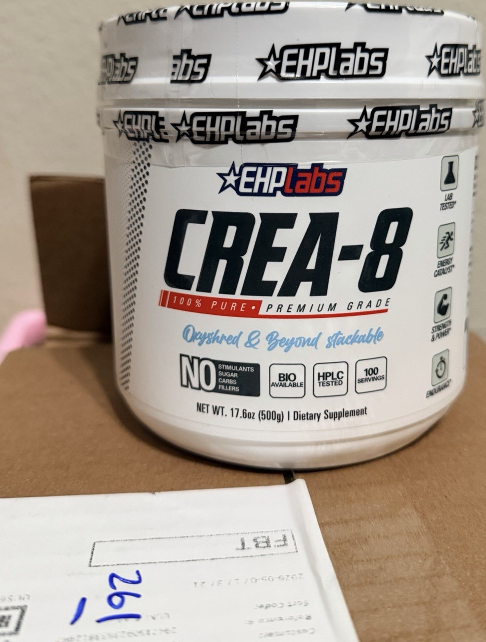 EHPlabs CREA-8 Micronized Creatine Monohydrate Powder 100 Servings Unflavored