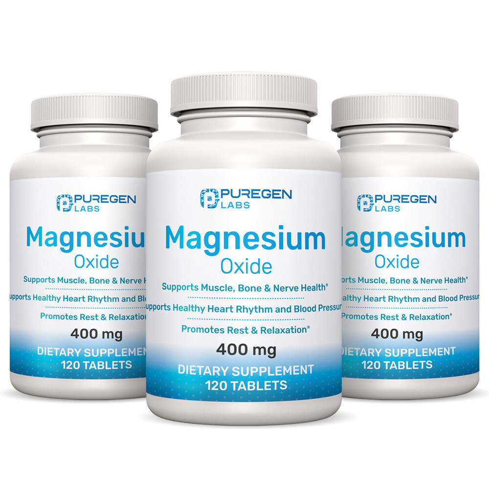 Puregen Magnesium 400mg 120 Tablets (3 Pack)