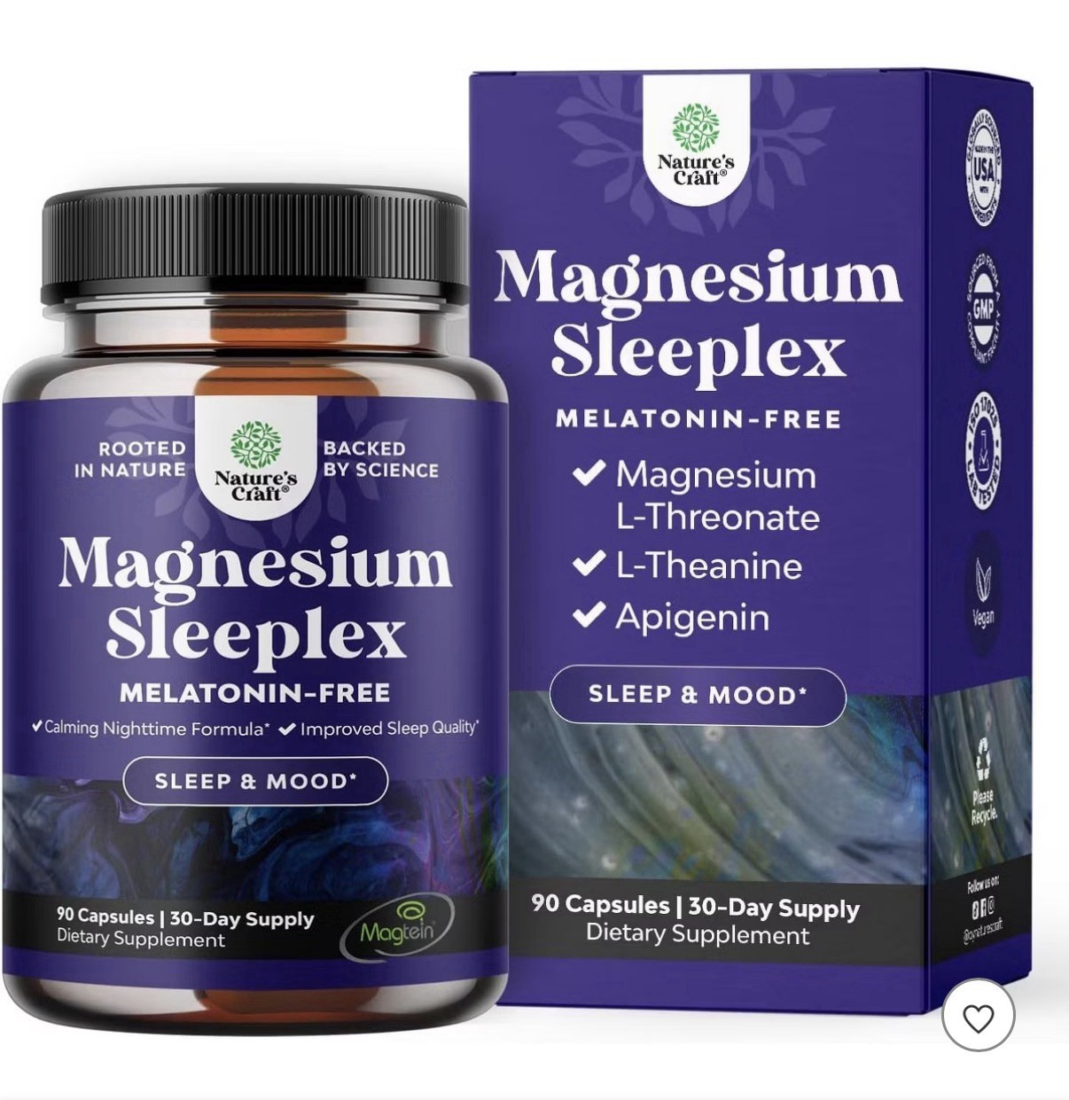 Nature’s Craft Magnesium Sleeplex Melatonin-Free Sleep&Mood 90 Capsules 12/2027