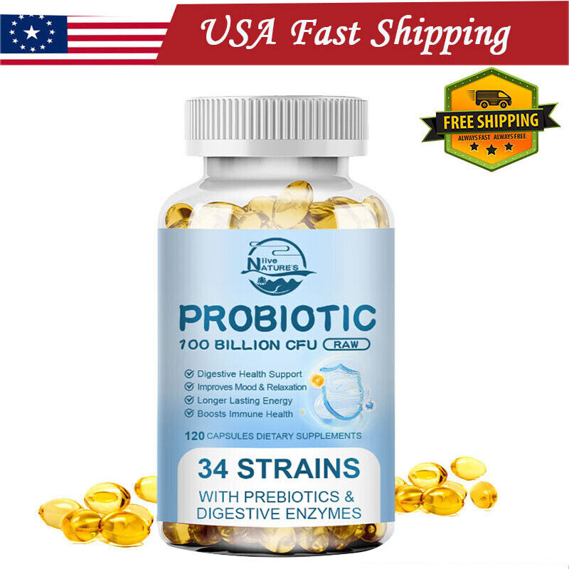 Prebiotic & Probiotics Capsules, 100 Billion CFU, Constipation & Bloating Relief