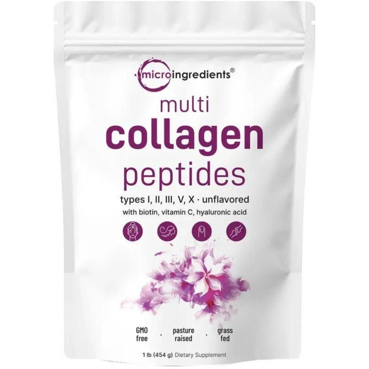 Multi Collagen Peptides Powder 1LB, Hydrolyzed Protein Type I II III V X