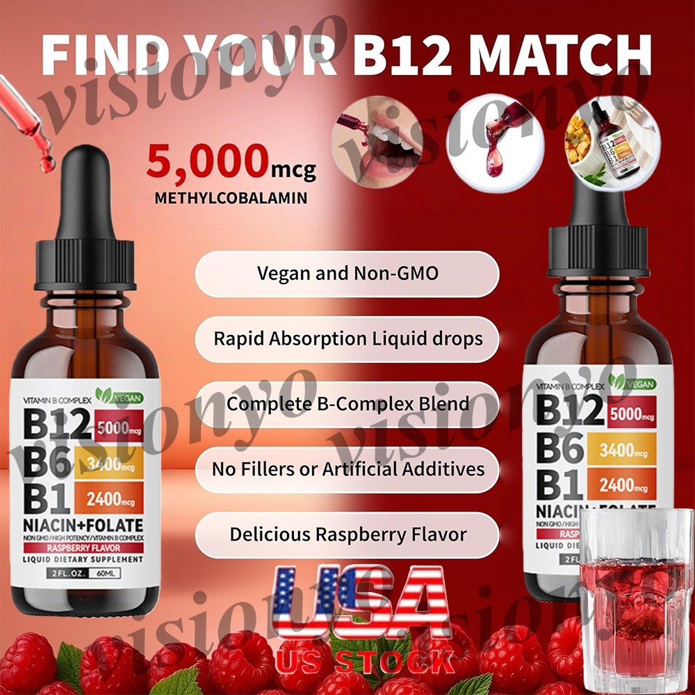 3/2PCS Vitamin B12 and B6 Liquid Drops, B12 Sublingual Vitamin B Complex Vitamin