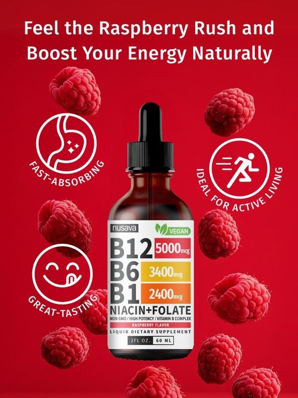 Vitamin B12 Liquid Supplement Drops with B6, B1, Niacin & Folate – Edible Suppor