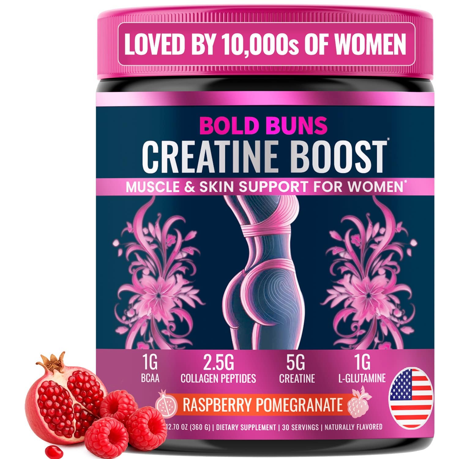 2Bottles + 1Free- Bold Buns Creatine for Women – Booty Builder, Collagen & BCAA