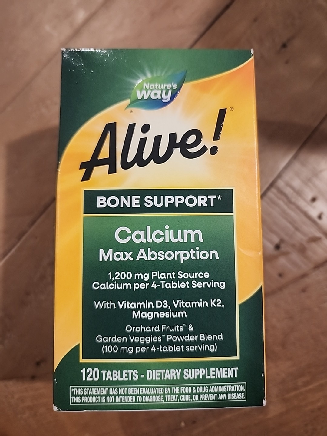 Alive! Calcium Max Absorption Bone Support Supplement Plant Source Vitamin D3