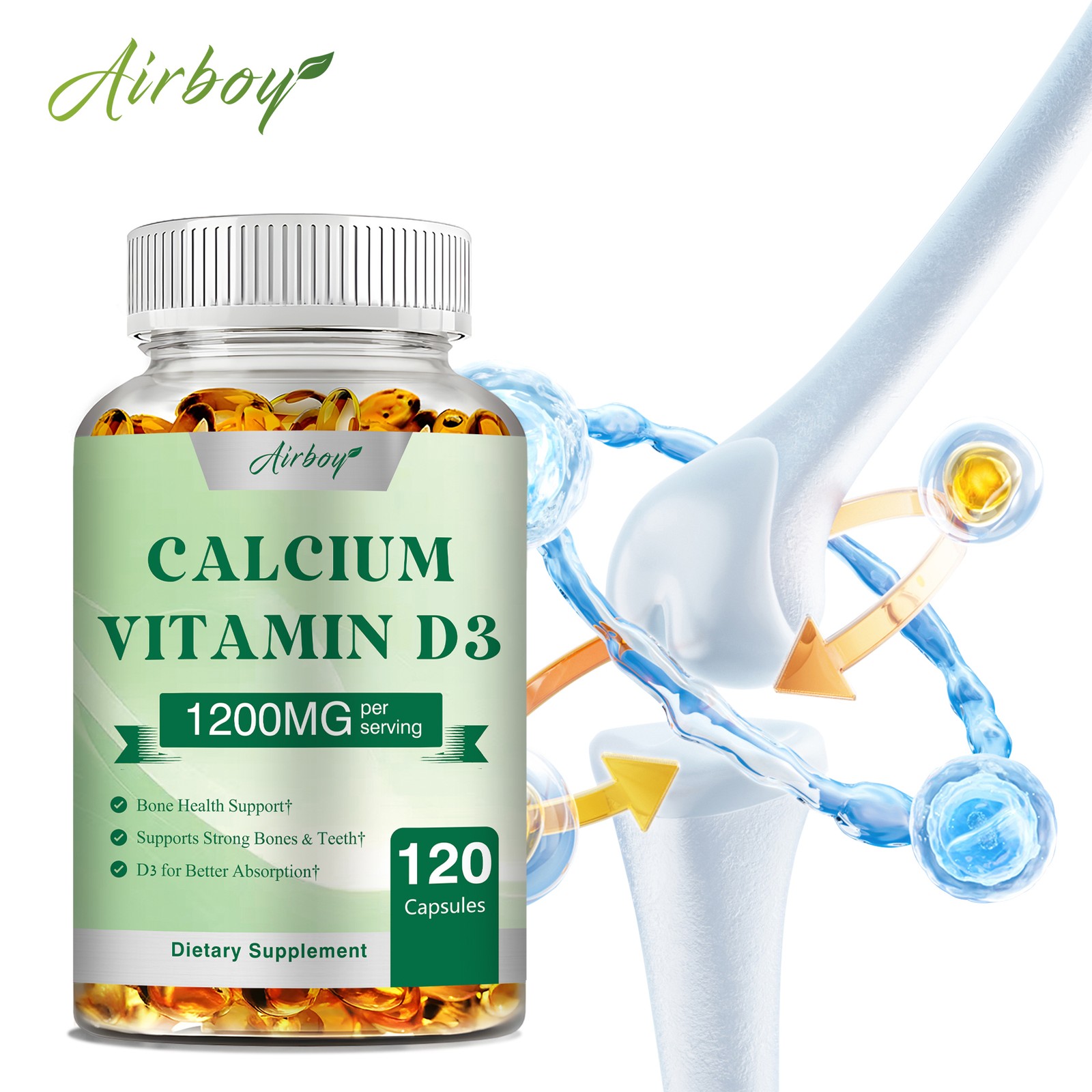 Calcium Vitamin D3 – for Strong Bones & Muscle Support, Gluten Free, Non-GMO