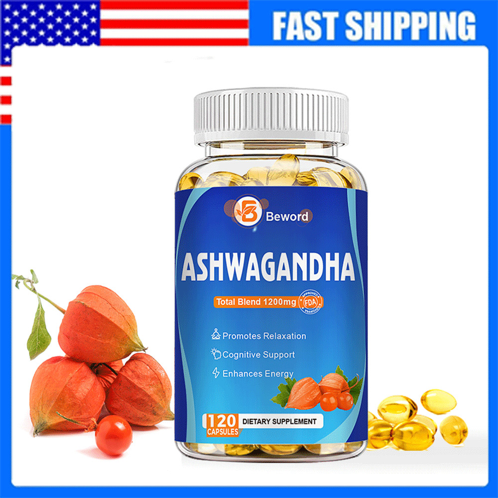 120 Capsules Organic Ashwagandha Capsules 1200mg with Black Pepper Root Powder