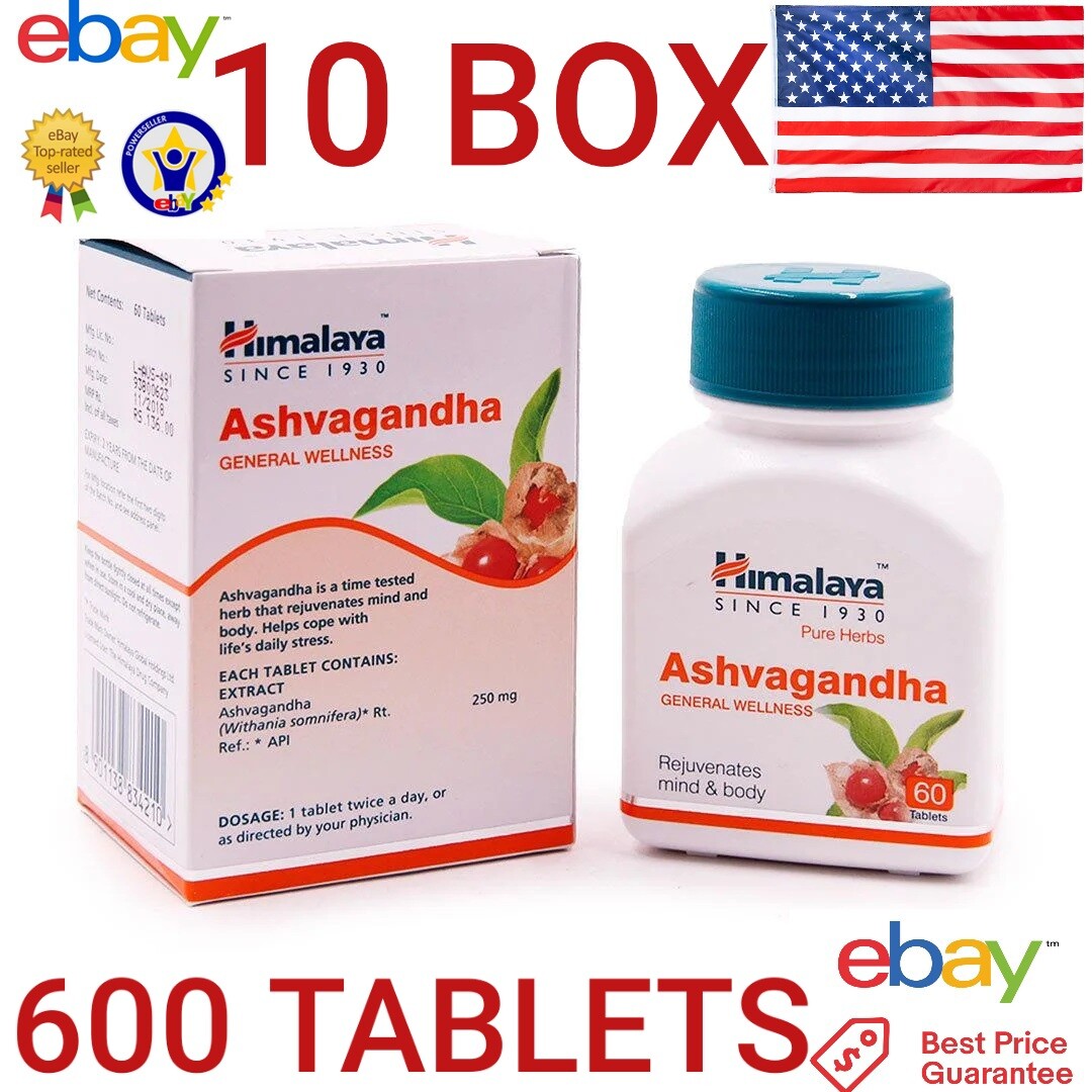 Ashwagandha Himalaya 10 Pack 600 Tablets Vegetarian Botanical 100% Herbs Pure