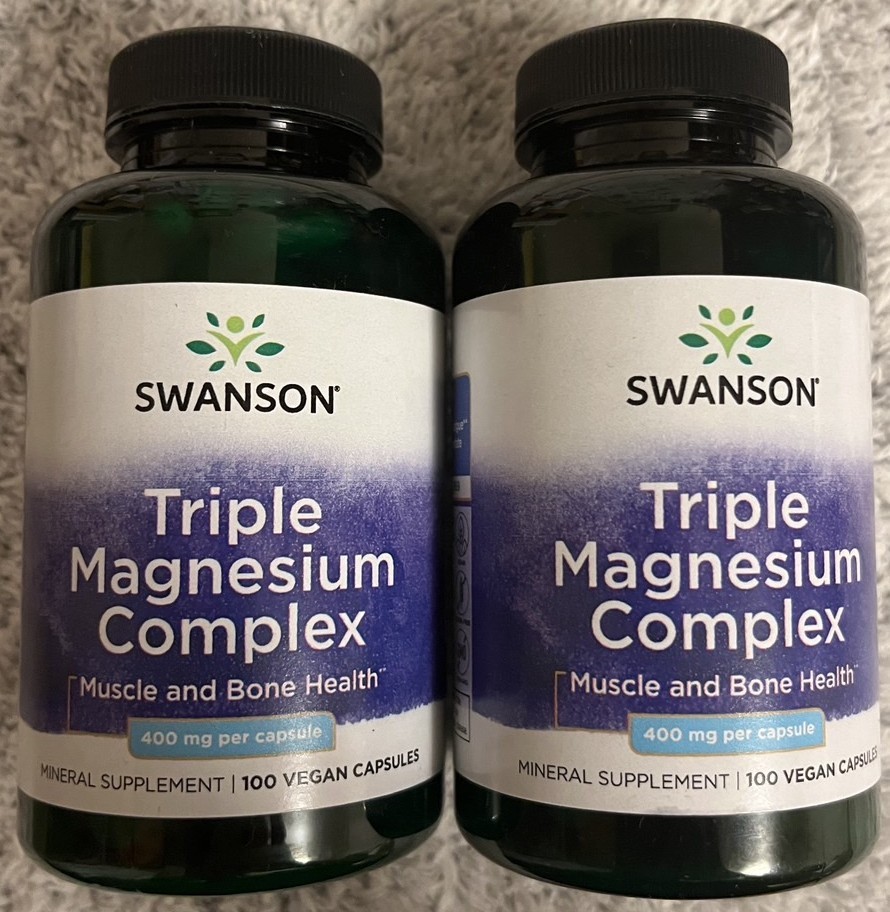 200 Caps Swanson Triple Magnesium Complex 400 mg Nerve, Muscle, Bone Health