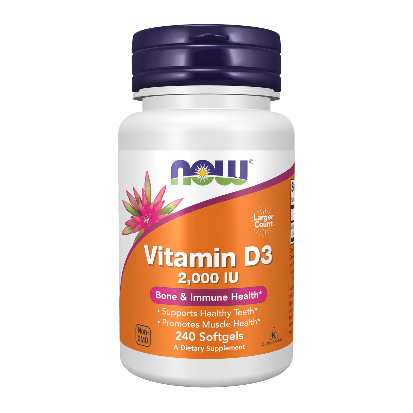 NOW Foods Supplements, Vitamin D-3 2,000 240 Count (Pack of 1), Yellow/Green