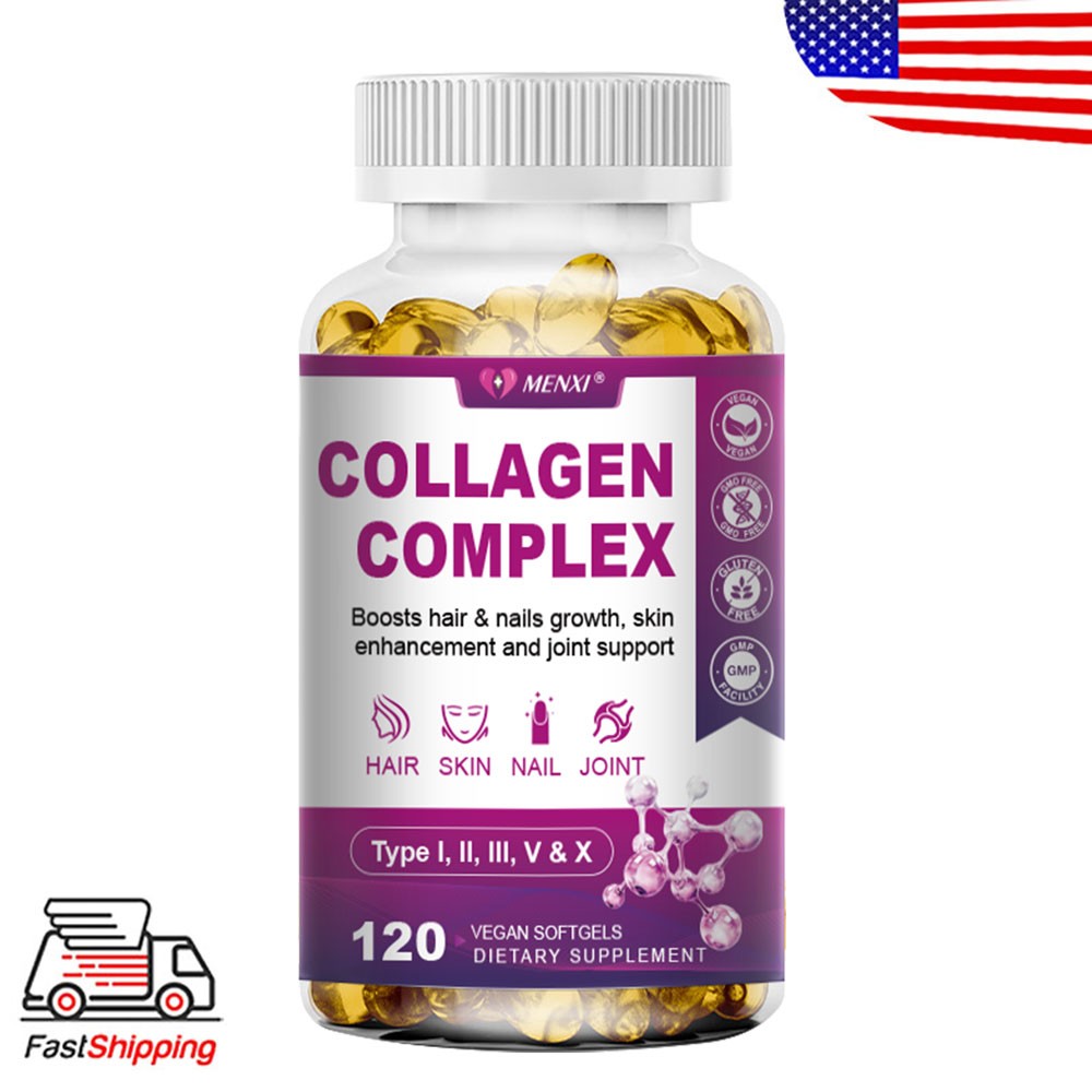 Collagen Complex Capsules Collagen Peptides Types I, II, III, V, X Anti-aging