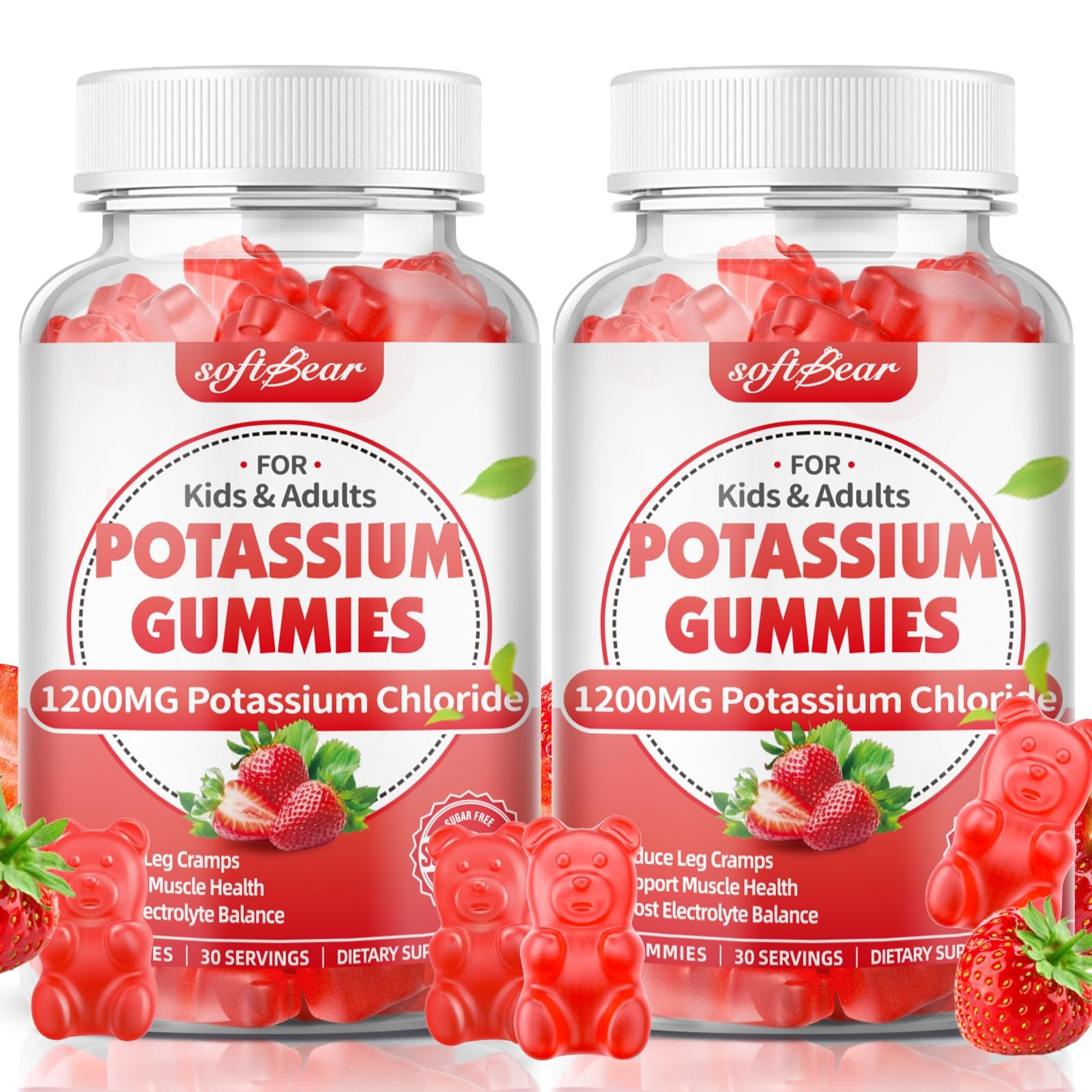Potassium Gummies for Adults, Sugar Free Potassium Chloride Gummies 1200mg Su…