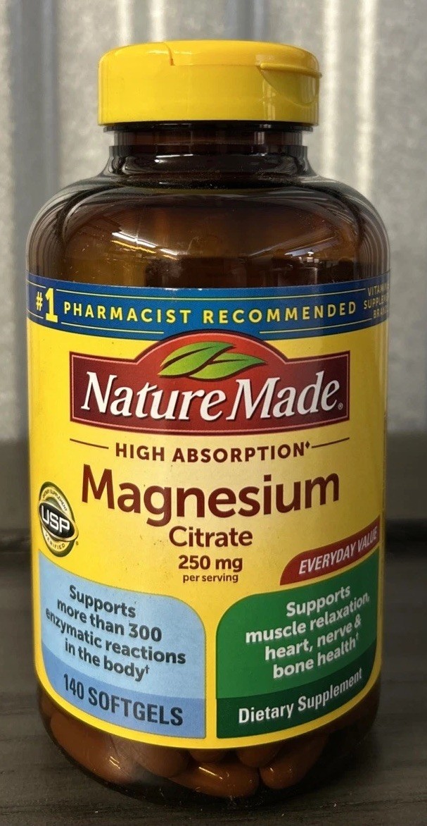 Nature Made Magnesium Citrate 250 mg 140 Softgels Exp 8/2027