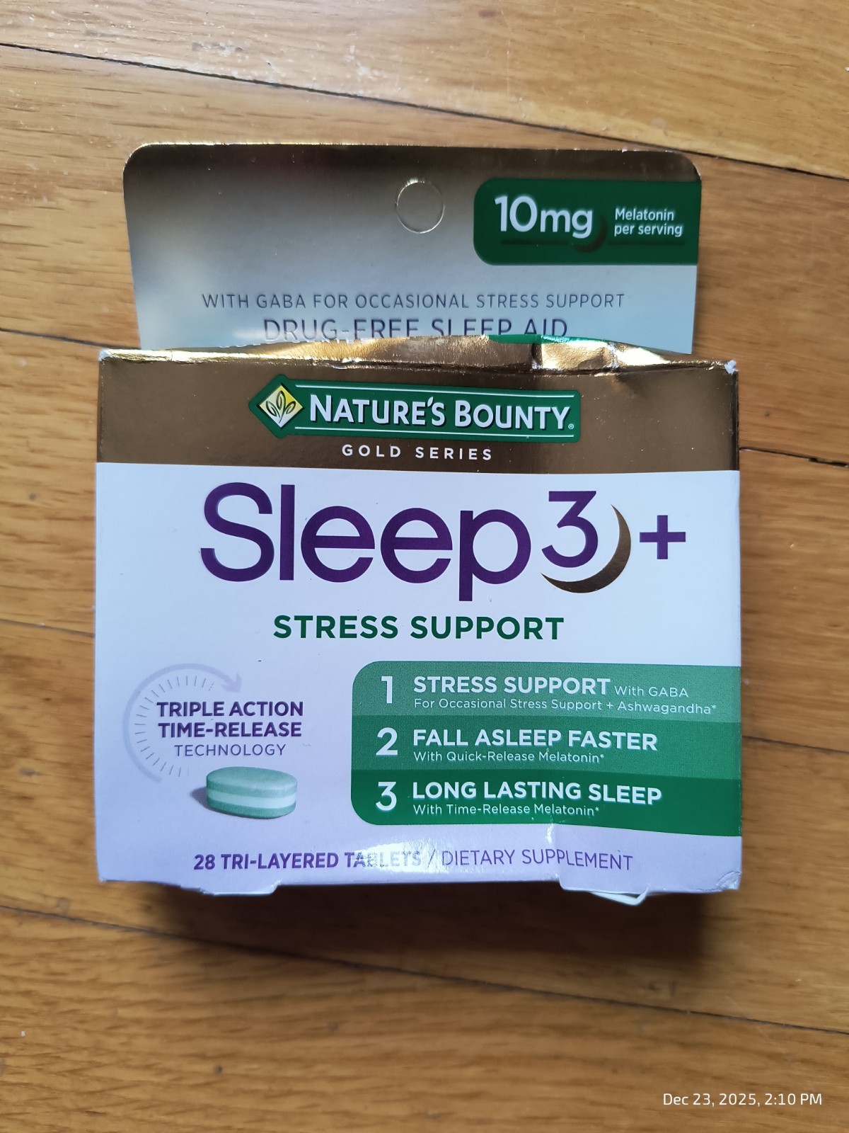 Nature’s Bounty Sleep3 10mg Melatonin, 28 Tablets Triple Action DRUG FREE