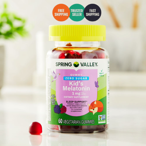 Spring Valley Kids Melatonin Gummies 1 mg, Zero Sugar, 60 Ct