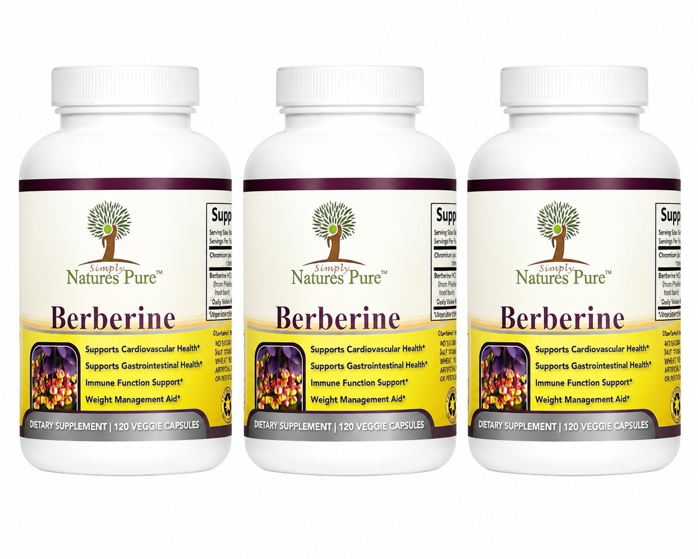 Berberine 3 Pack 360 Capsules Total Metabolism Cardiovascular Immune Support