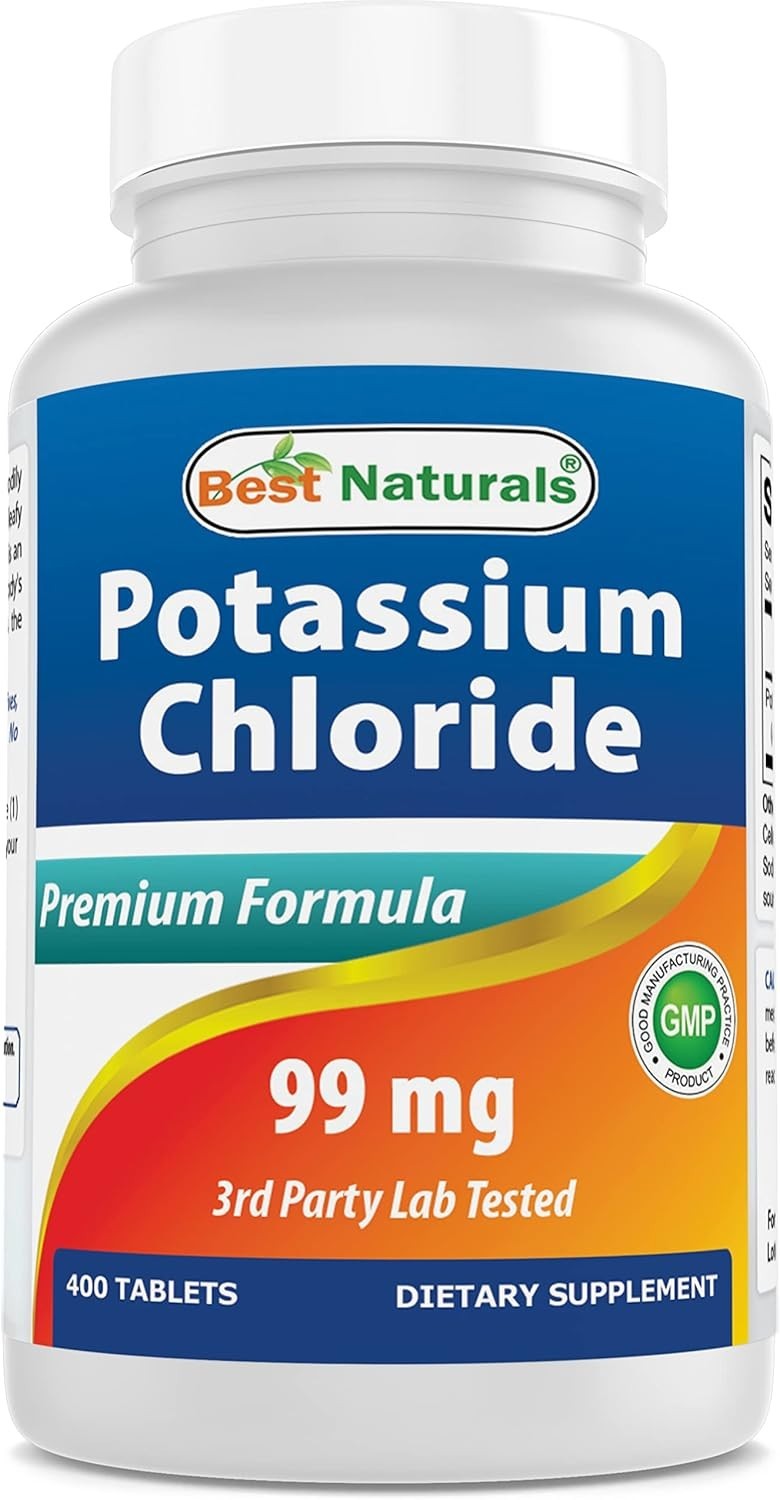 Best Naturals Potassium Chloride Supplement 400 Tablets 99mg Lab Tested