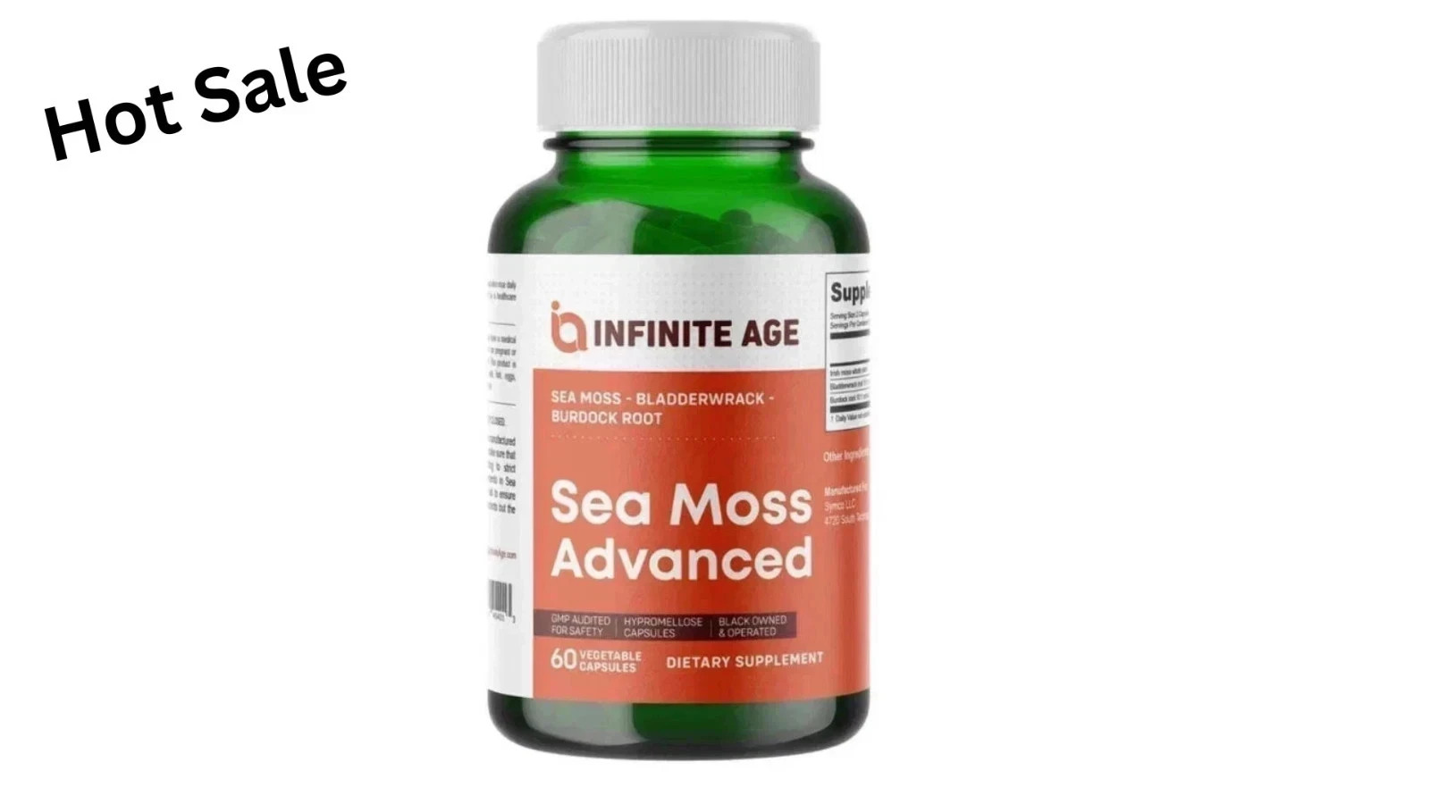 INFINITE AGE Sea Moss Advanced 1250mg Superfood, High-Potency, Vegan 60 Capsules