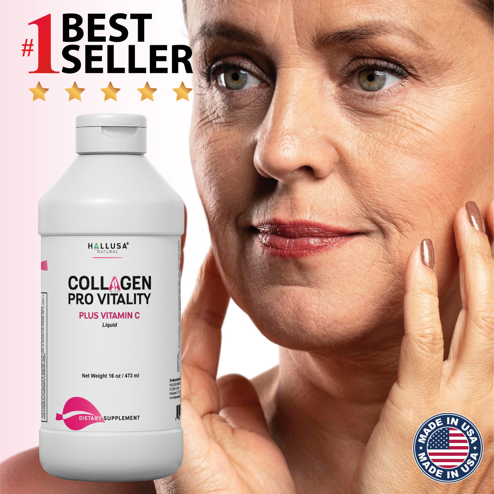 Hydrolyzed Collagen Liquid for Women + Vitamin C, 16 OZ – Skin, Hair & Nails