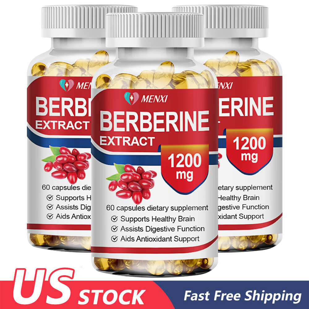 180 Capsules Premium Berberine HCL 1200mg High Potency Blood Sugar Support Cap