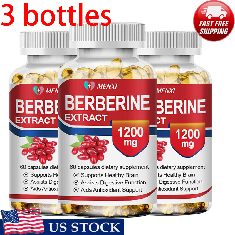 3 Packs Berberine 1200mg High Abosorption For Blood Sugar Immune 3 Months Supply